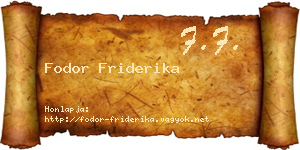 Fodor Friderika névjegykártya